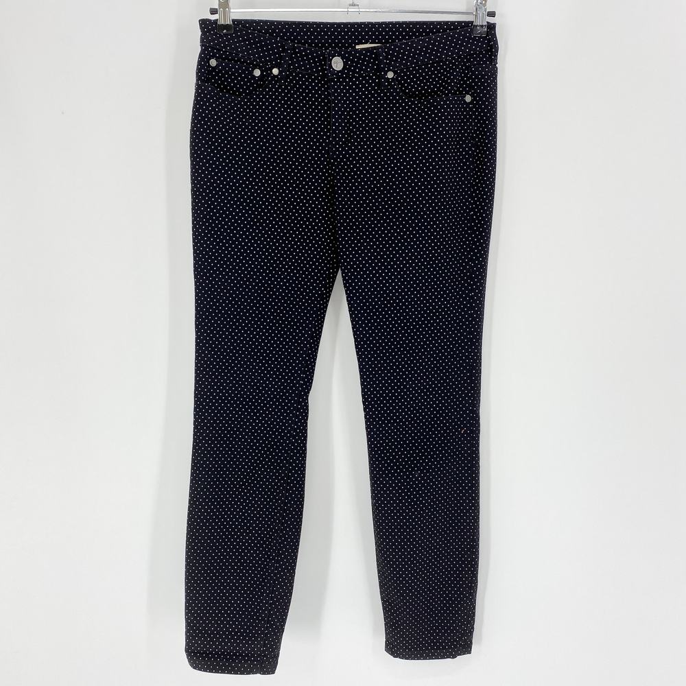 ANDREA JOVINE Size 6 Polka Dot Black White Stretch Ankle Cropped Jean Pants